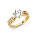 thumbnail image 1 of 14k Yellow Gold Double Row Setting CZ Round Solitaire Wedding Ring, 1 of 2