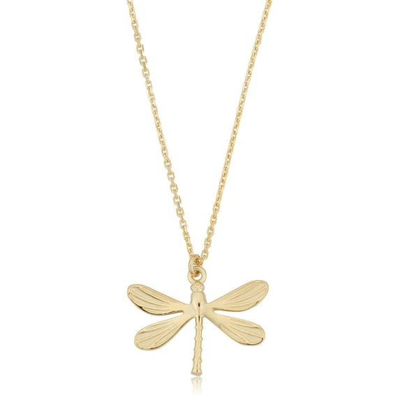 KoolJewelry 14k Yellow Gold Dragonfly Necklace (18 inch)
