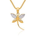 thumbnail image 1 of 14K Solid Yellow Gold Dragonfly Necklace Chain Pendant Charm with chain 20inch, 1 of 7