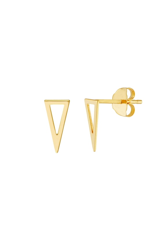 14k Yellow Gold Draw The Line Bianca Pyramid Stud Earrings Stud Earring for Women - .6 Grams