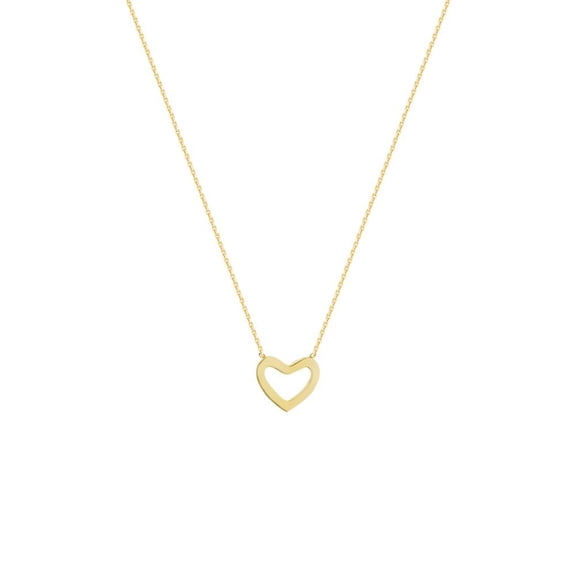 14k Yellow Gold Drop Mini Heart Necklace Sparkle-Cut Cable - 2.0 Grams - 18 Inch