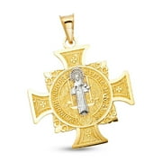 14k Yellow Gold EIVS IN OBITV NRO PRAE SENTIA MVNIAMVR Engraved Cross Charm Pendant Religious 29 mm x 26 mm