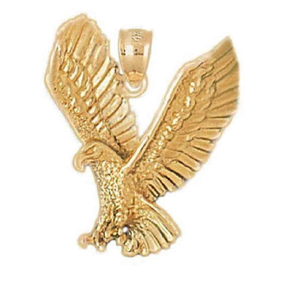 14k Yellow Gold Eagle Pendant, Made in USA