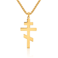 thumbnail image 1 of 14K Solid Yellow Gold Eastern Russian Orthodox Holy Cross Necklace Religious Chain Pendant Jesus Christ Charm, 1 of 13
