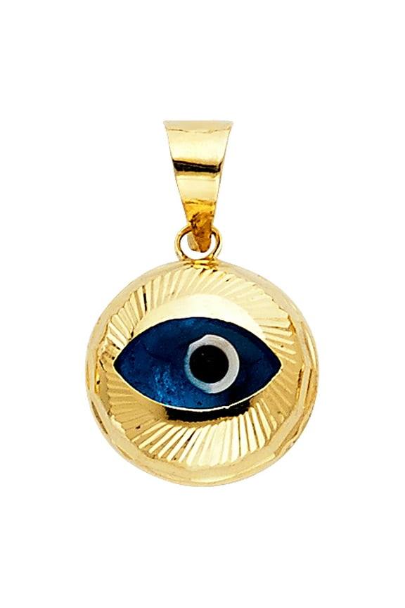 14k Yellow Gold Egyptian Blue Evil Eye Pendant Charm Jewelry Female Unisex