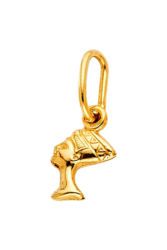 14k Yellow Gold Egyptian Pharaoh Queen Nefertiti Pendant Ancient Egypt Charm Jewelry Female Unisex
