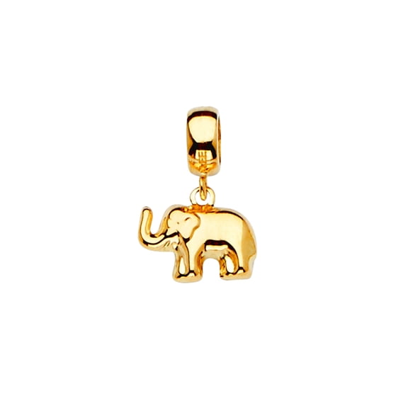 14k Yellow Gold Elephant Charm For Mix and Match Bracelet 11x17mm Charm Bracelet - .9 Grams