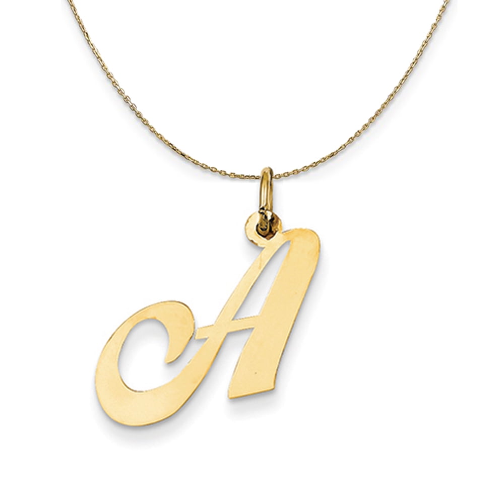 Diamond Script A Initial Charm, 14K Yellow Gold, Length 3/4 Inch, Flat  Initial Charm, Gold Initial Charm