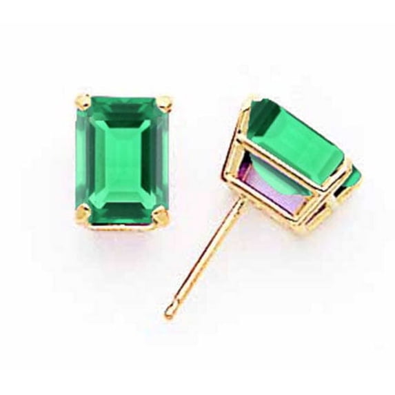14k Yellow Gold Emerald Cut Mount St. Helens Earri