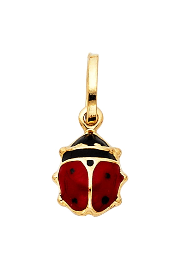 14k Yellow Gold Enamel Finish Colorful Ladybug Pendant Lady Bug Charm Jewelry Female Unisex