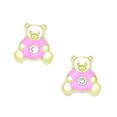 thumbnail image 1 of 14k Yellow Gold Enamel Screw-Back Pink Teddy Bear Earrings - Measures 9x9mm, 1 of 2