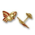 thumbnail image 1 of 14k Yellow Gold Enamel Screw-Back Red Bird Earrings - Measures 10x10mm, 1 of 2