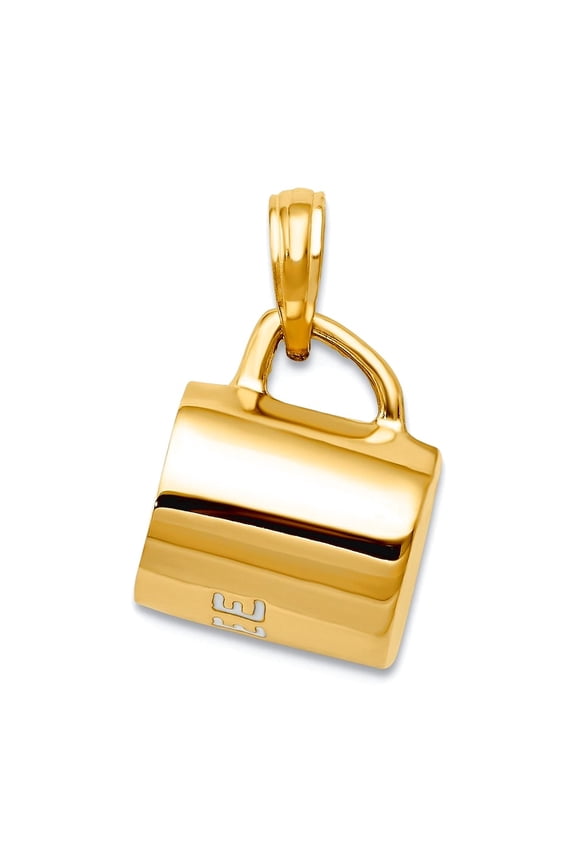 14k Yellow Gold Solid Polished Enameled Coffee Cup Pendant Necklace 14x10mm Wide Pendant for Women