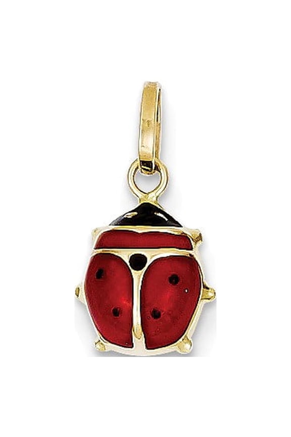 14k Yellow Gold Enameled Ladybug Charm
