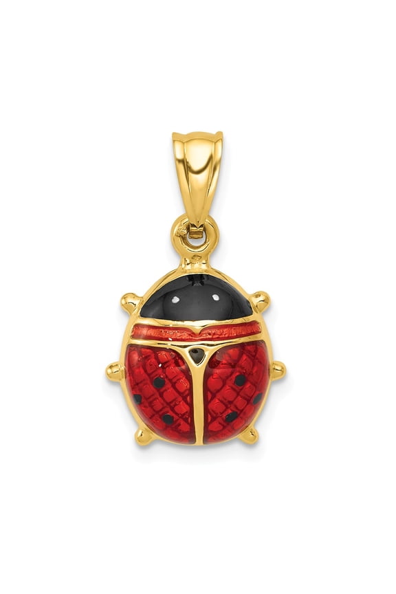 14k Yellow Gold Enameled Ladybug Charm