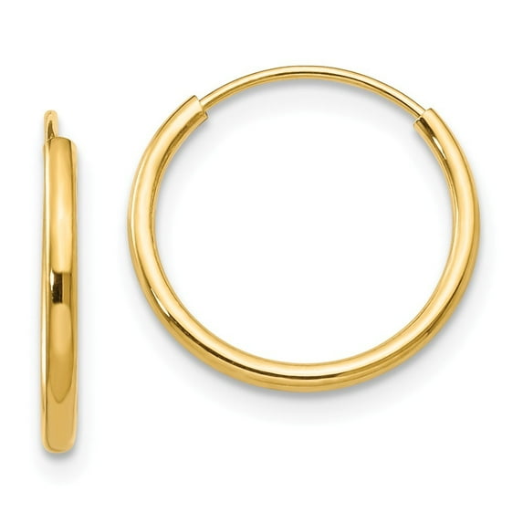 14k Yellow Gold Endless Hoop Earrings - .3 Grams - Measures 12x12mm