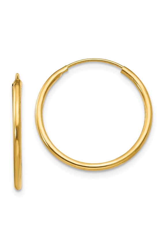 14k Yellow Gold Endless Hoop Earrings - .4 Grams - Measures 17x17mm