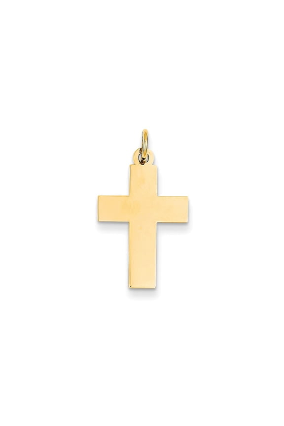 14k Yellow Gold Engraveable Cross Charm - .7 Grams - Measures 15.2x30.9mm