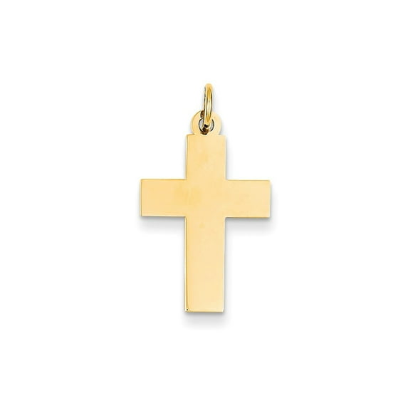 14k Yellow Gold Engraveable Cross Charm - .7 Grams - Measures 15.2x30.9mm