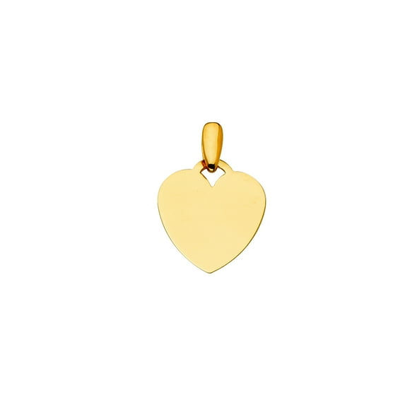 14k Yellow Gold Engraveable Love Heart Pendant Necklace 15x20mm Pendant for Women - 2.3 Grams