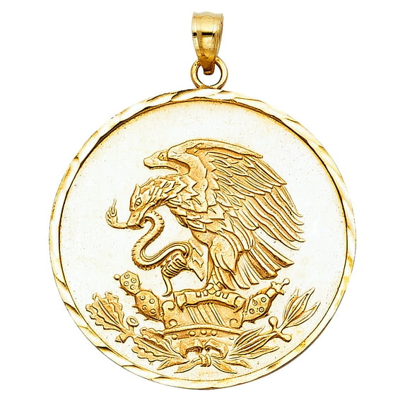 14k Yellow Gold Escudo Nacional de México National Shield of Mexico Pendant Jewelry Female Unisex