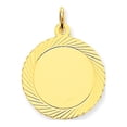 thumbnail image 1 of 14k Yellow Gold Etched Design .027 Gauge Circular Engravable Disc Charm, 1 of 3
