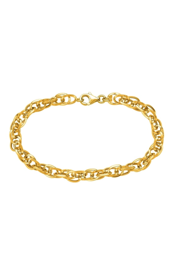 14k Yellow Gold Euro Link Womens Bracelet, 7.5"