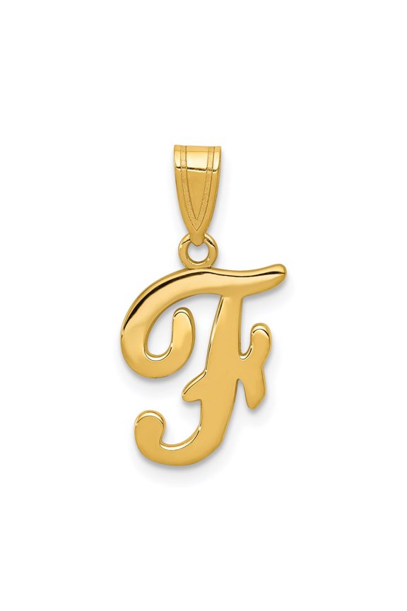 14k Yellow Gold F Script Initial Pendant Fine Jewelry For Women Gifts For Her