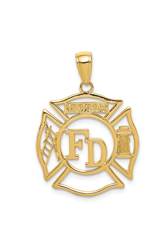 14k Yellow Gold FD MEMBER in Shield Pendant Charm