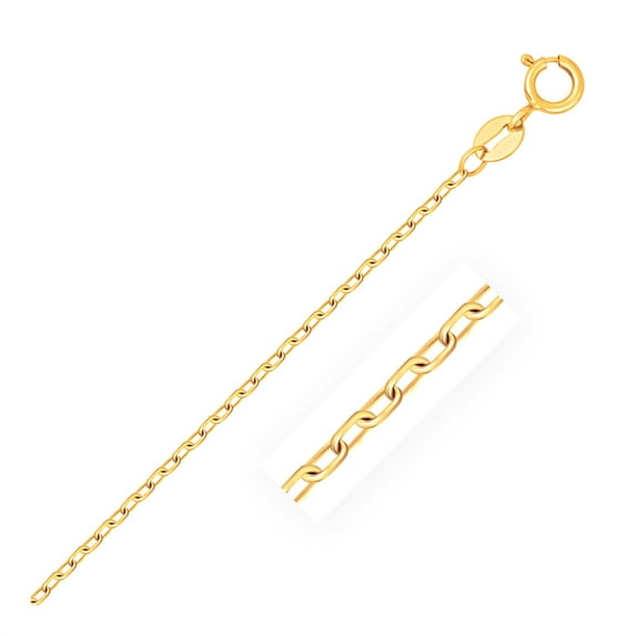 14k Yellow Gold Faceted Cable Link Chain 1.3mm 18 in