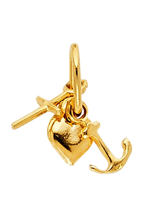 14k Yellow Gold Faith Hope Love Symbol Anchor Heart Cross Pendant Charm Jewelry Female Unisex