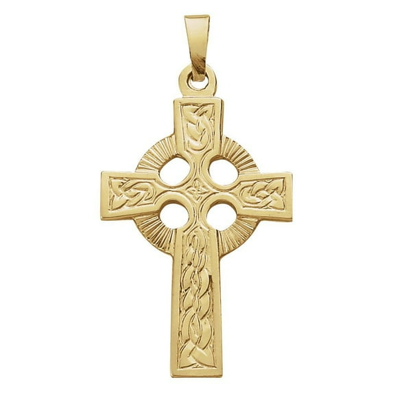 14k Yellow Gold Fancy Celtic Cross Pendant 24x16mm - 1.6 Grams