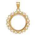 thumbnail image 1 of 14k Yellow Gold Fancy Design Frame Prong Setting Coin Bezel Pendant Mounting - Fits 16.5mm, 1 of 4
