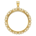 thumbnail image 1 of 14k Yellow Gold Fancy Design Frame Prong Setting Coin Bezel Pendant Mounting - Fits 32.7mm, 1 of 4