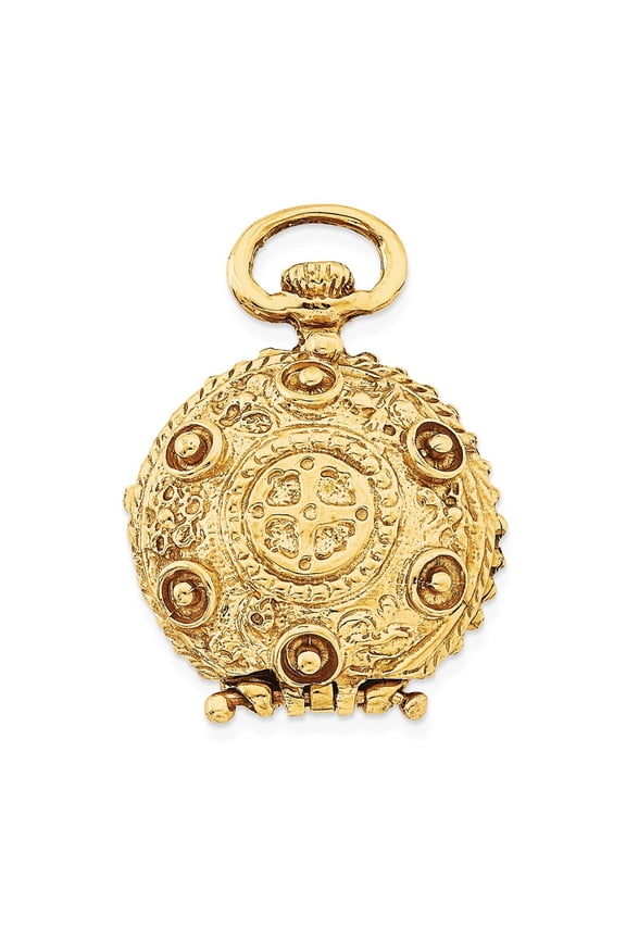 14k Yellow Gold Fancy Domed Locket Pendant Necklace Fine Jewelry For Women Gifts For Her