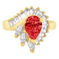 thumbnail image 1 of 14k Yellow Gold, Fancy Estate Style Cocktail Ring Created Color Pear CZ Synthetic Jan Birthstones Size 07.5, 1 of 3