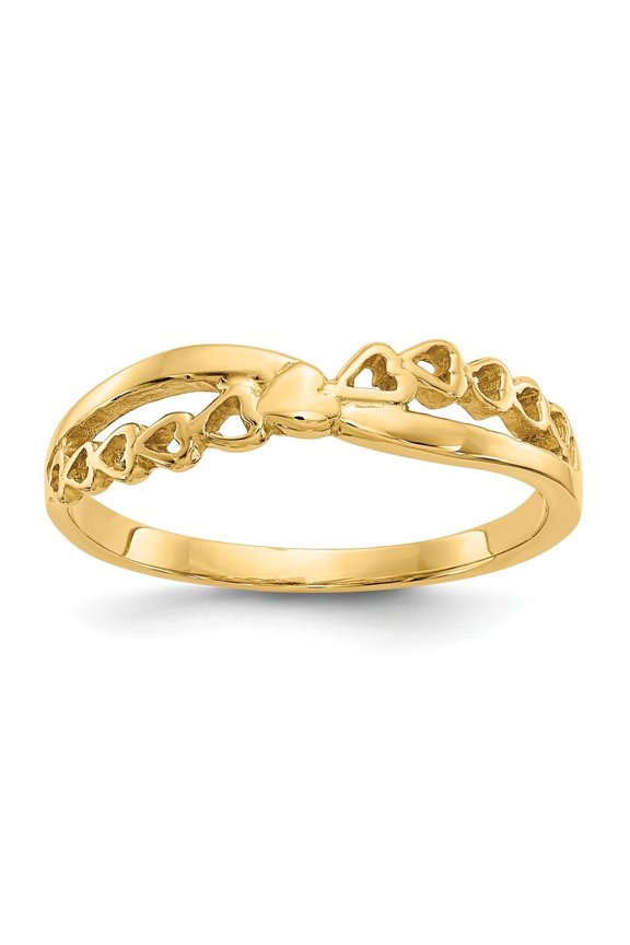 14k Yellow Gold Fancy Heart Ring - 1.5 Grams - Size 7.00