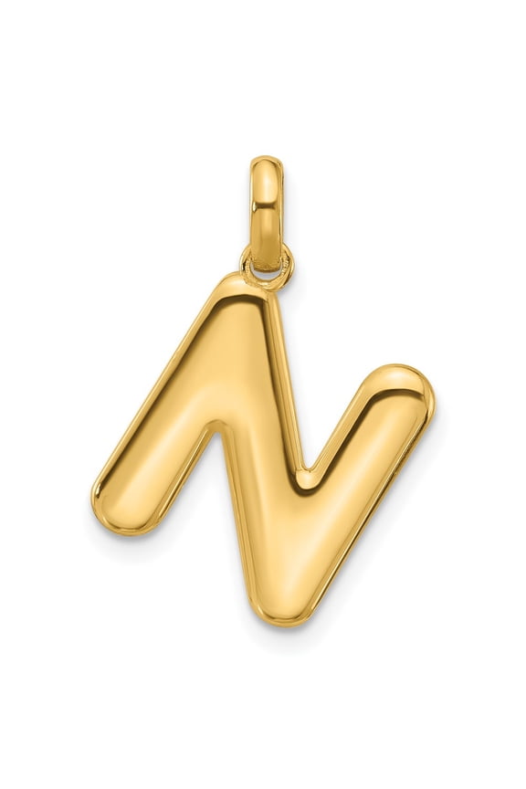 14k Yellow Gold Fancy Letter N