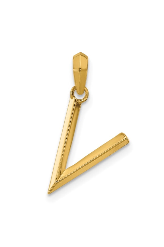14k Yellow Gold Fancy Letter V