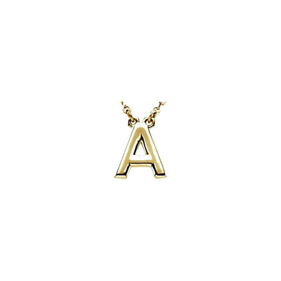 14k Yellow Gold Fashion Block Letter Name Personalized Monogram Initial Necklace a 16 Inch Pendant Necklace for Women