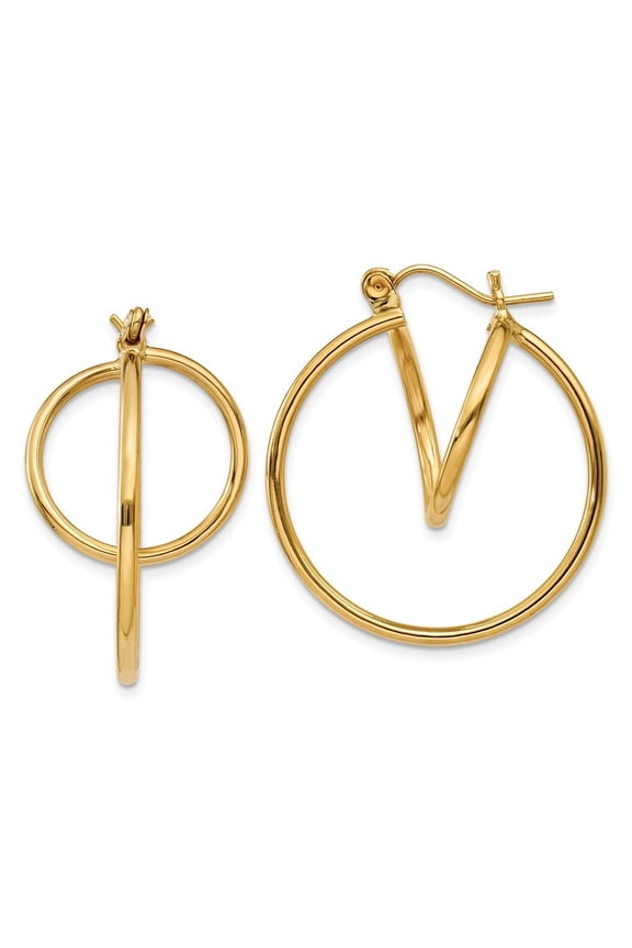 14k Yellow Gold Fashion Circle Hoop Earrings - 3.0 Grams - Measures 24x18mm Wide