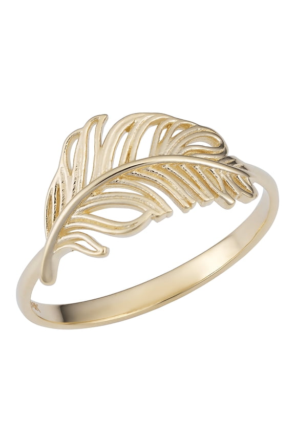KoolJewelry 14k Yellow Gold Feather Ring (size 7)