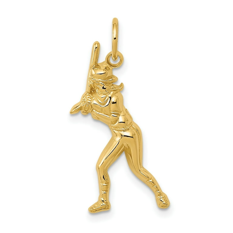 Girl Softball Player Sterling Silver Charm, Made in the USA Girl Softball Player Sterling Silver Charm, Made in the USA