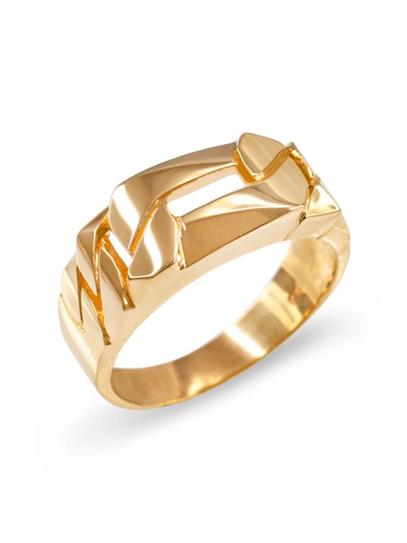 14k Yellow Gold Figaro Chain Link Ring (Size 9)