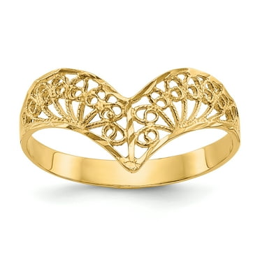 14k Yellow Gold Filigree Band Ring Size 7.00 Fine Jewelry For Women Gifts For Her