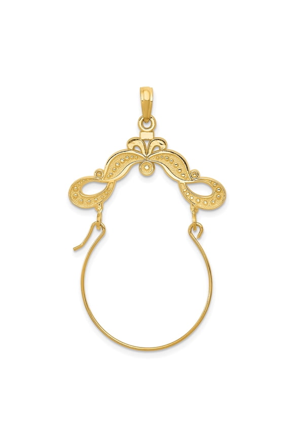 14k Yellow Gold Filigree Scrollwork Drop Pendant Charm, Infinity Arabesque for Women