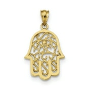 14k Yellow Gold Filigree Hamsa Pendant Charm Necklace Religious Judaica Fine Jewelry For Women Gifts For Her
