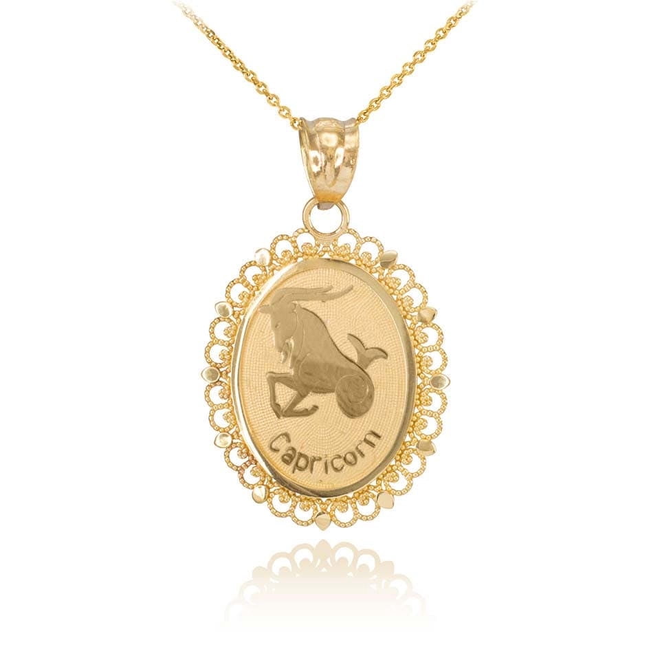 14k-yellow-gold-filigree-oval-zodiac-sign-pendant-necklace-capricorn