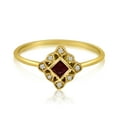 thumbnail image 1 of 14k Yellow Gold Filigree Princess Ruby and Diamond Ring, 1 of 3