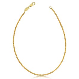 Polished 14k Yellow Gold Plated Flat Curb Chain Bracelet